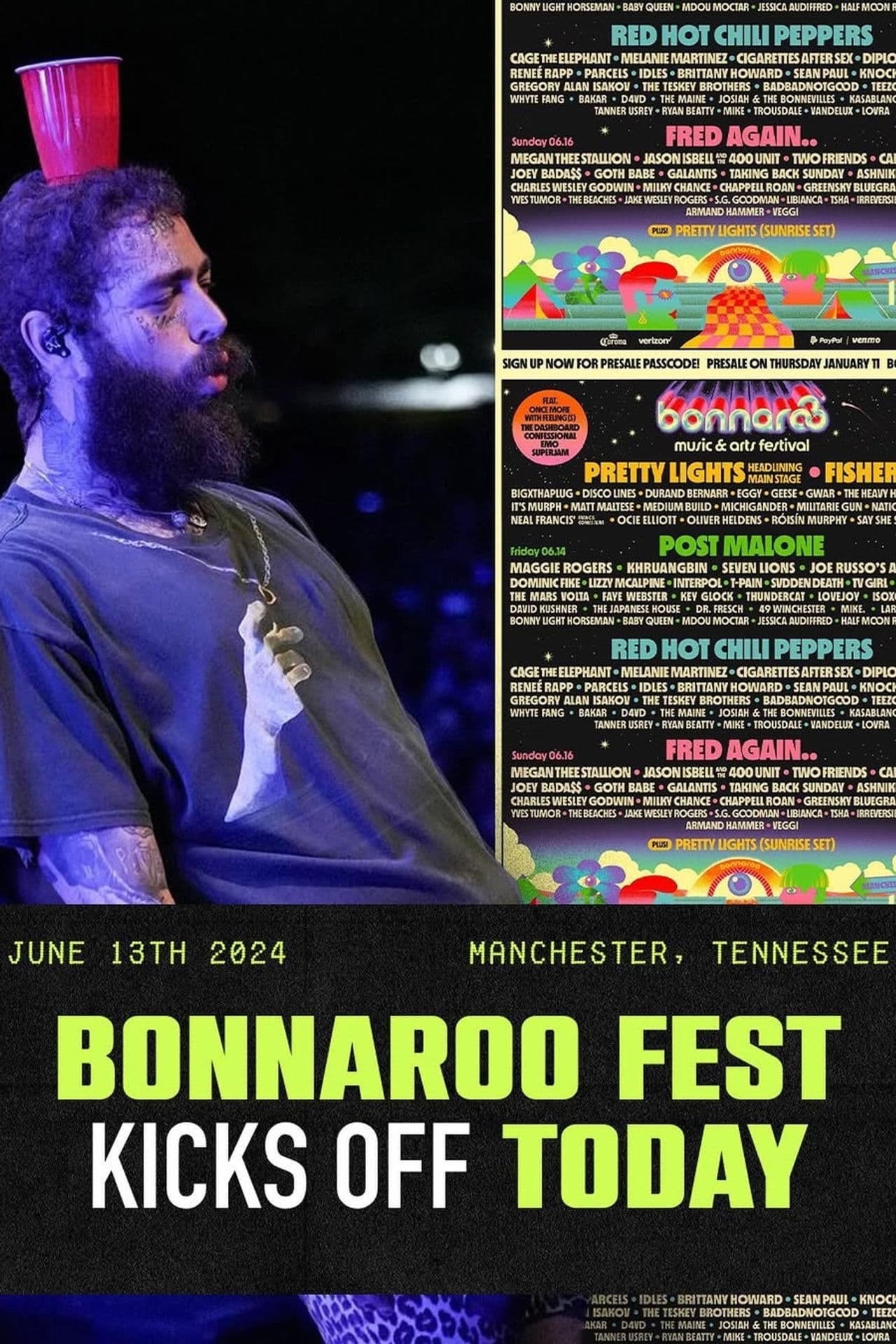 Post Malone live at Bonnaroo 2024