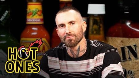 Adam Levine Gives a Halftime Speech While Eating Spicy Wings