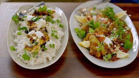 Fish Tikka Curry, Chicken Wrap And Tagine