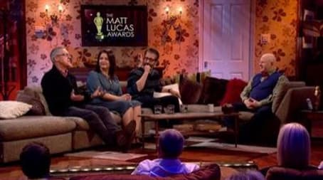 Griff Rhys Jones, Ruth Jones and David Baddiel