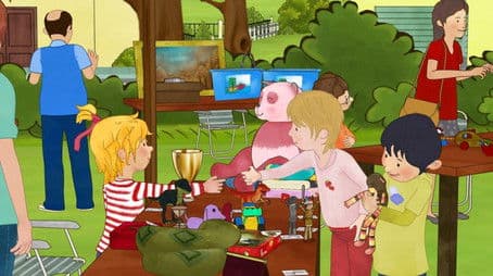 Conni sells at the flea market