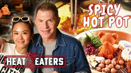 Bobby Flay Eats FIERY Hot Pot + Spicy Street Food & Chinese Noodle Tutorial!