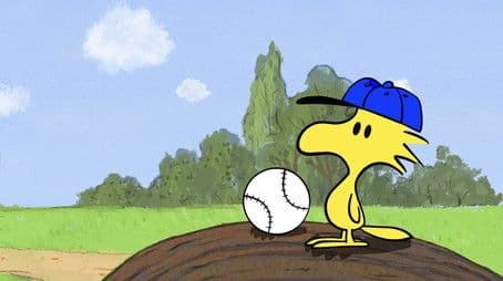 Snoopy and Woodstock Play Baseball
