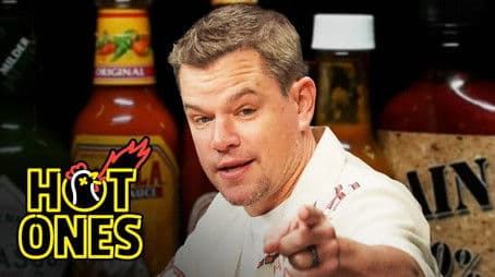 Matt Damon Sweats from His Scalp While Eating Spicy Wings